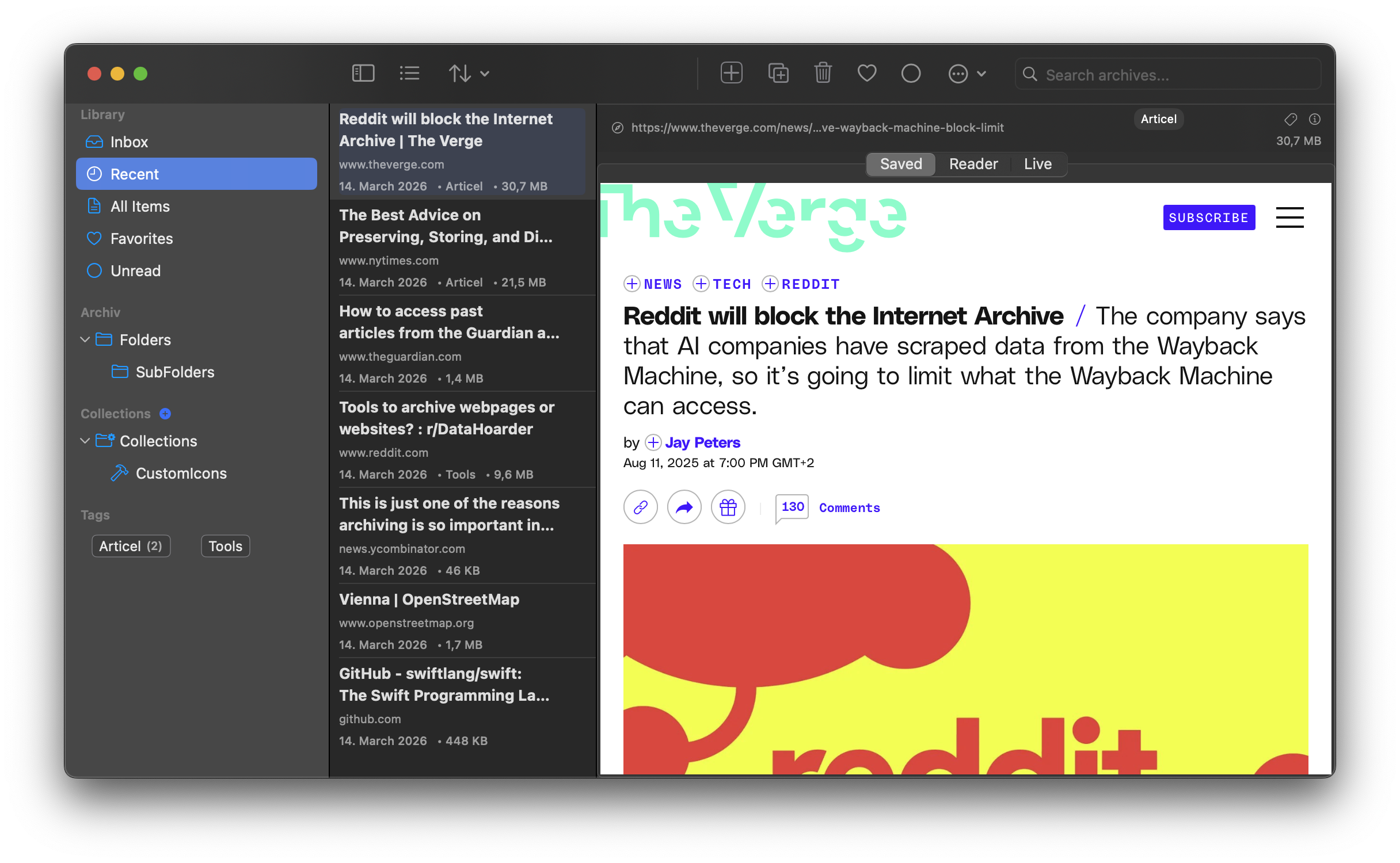 WebsiteArchiver Mac App Screenshot