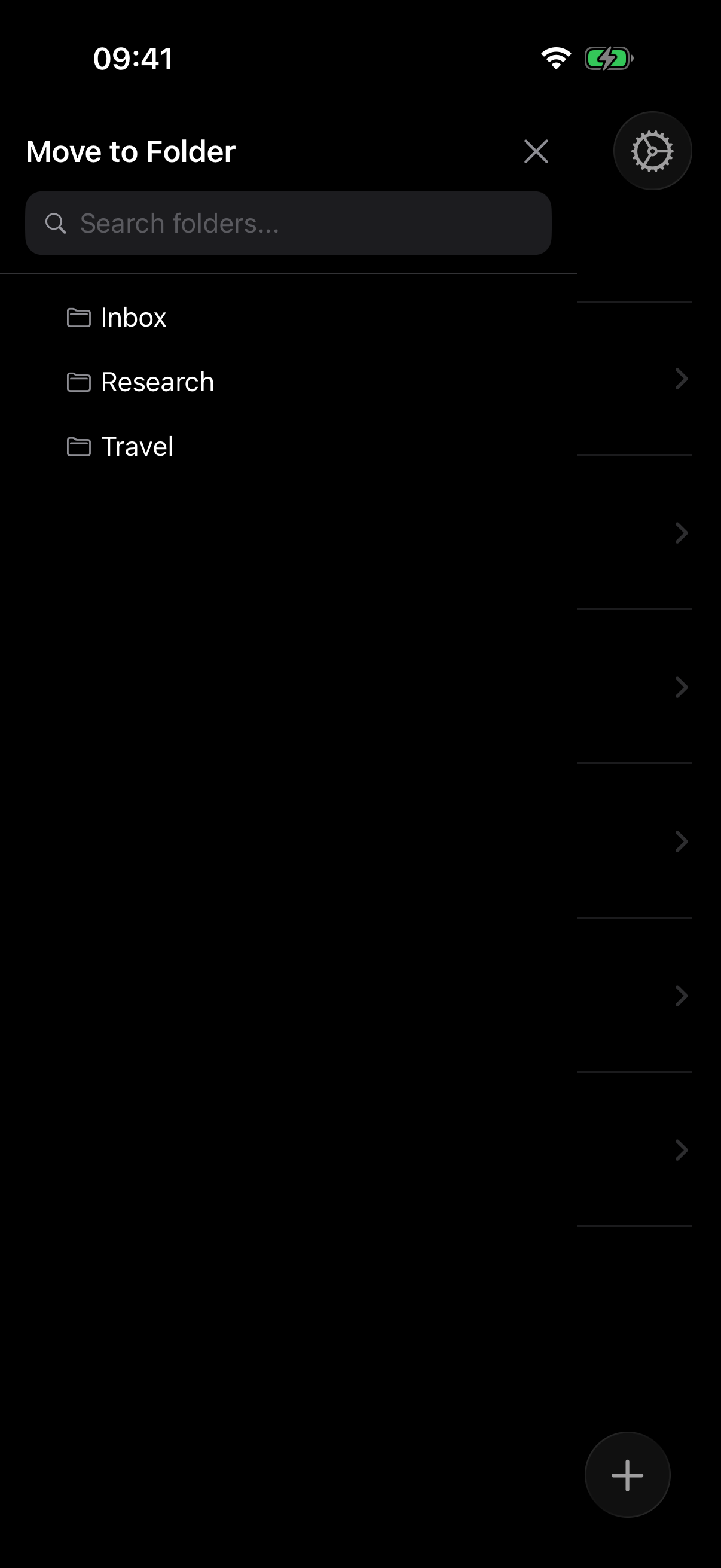 Das Verschieben-Panel auf dem iPhone.
