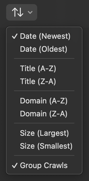 The sort menu.